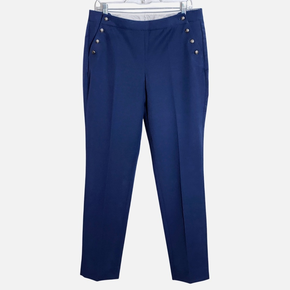 NEW Brooks Brothers Blue Sailor Button Pants Women Size 10 Red Fleece Collection